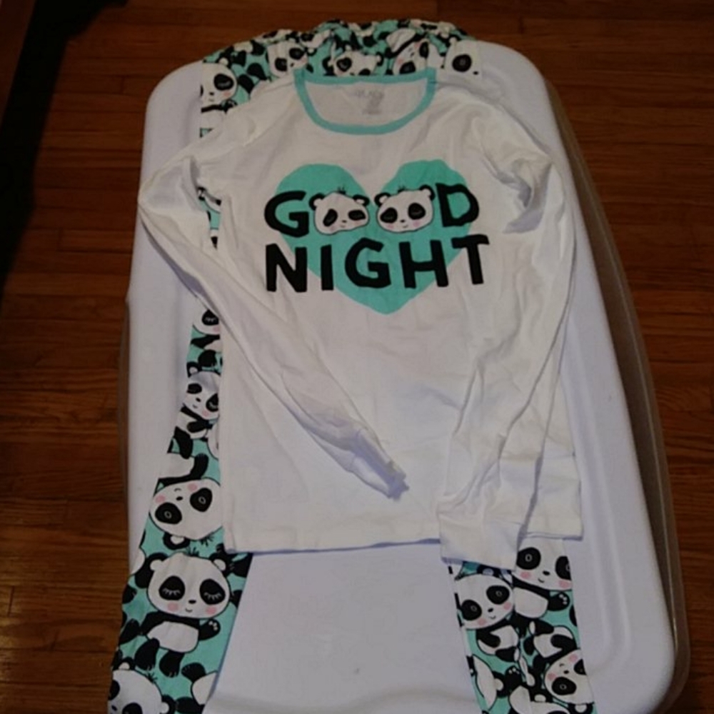 Girls panda bear pajama set sz 14